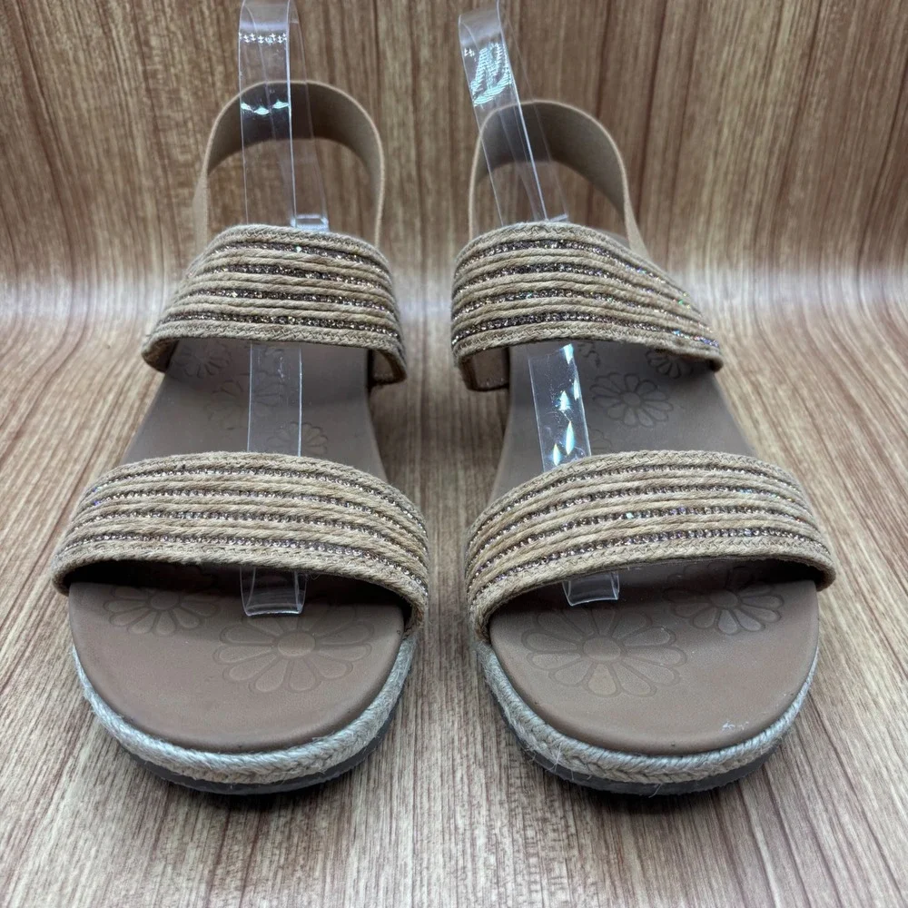 Skechers Cali Breezie Vegan Wedge Brown Women's Size 11 Rhinestone‎ Sandals